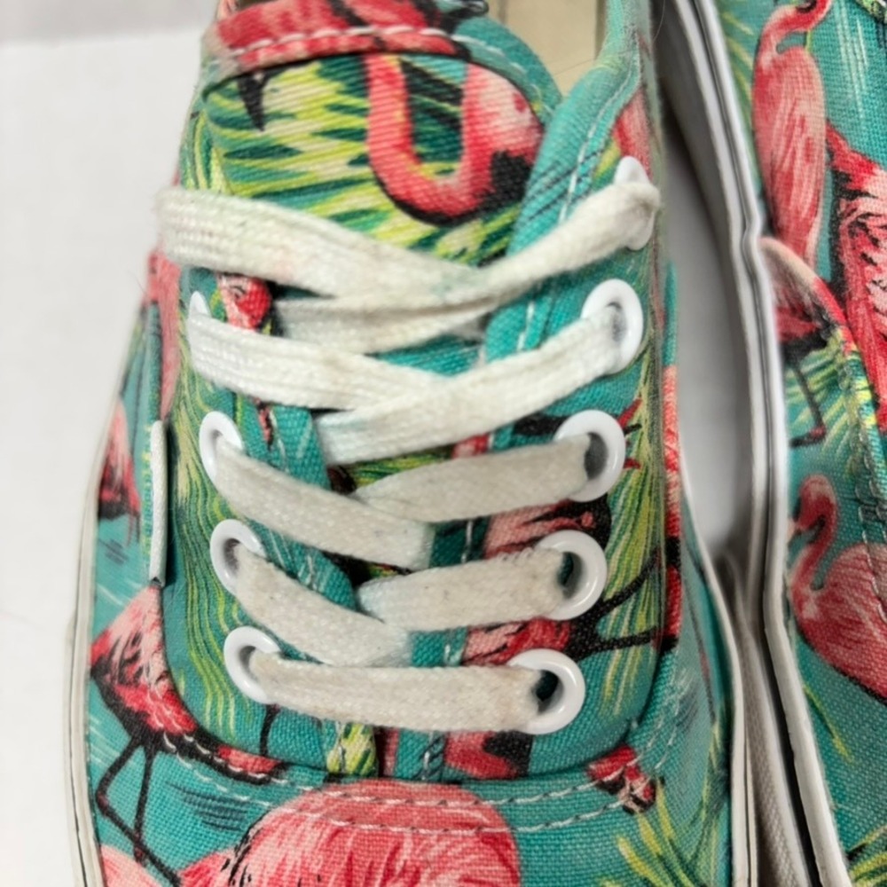 Vans Mens Authentic Canvas Teal Pink Flamingo Tropical Print M8 W9.5 Sneakers - Picture 6 of 12